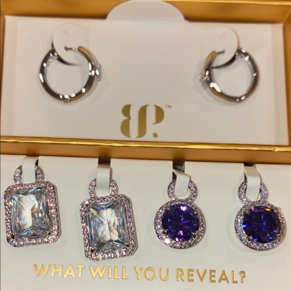 Elegant Silver and Purple Stone Earrings by BP